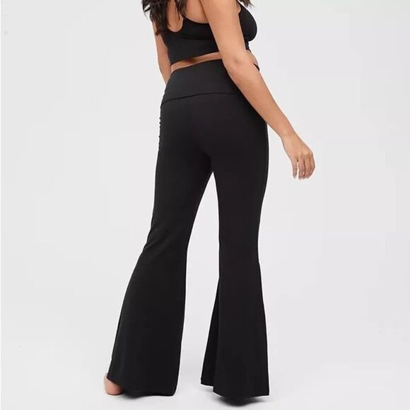 Offline Aerie Women's Sz S Black Wash OG Foldover Super Flare High-Rise Leggings - Picture 8 of 8